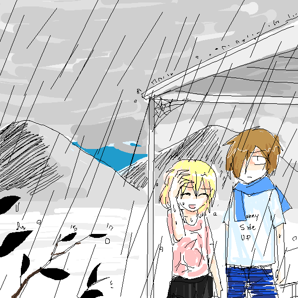 「突然の雨・・・」イラスト/ティッシュ2011/08/28 1:13